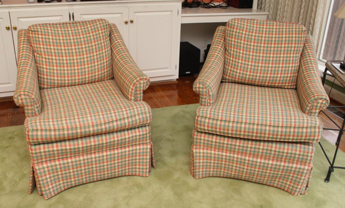 Pair of Plaid Upholstered Chairs