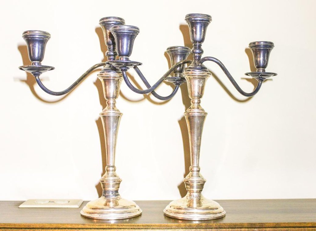 Pair of Silver Candelabra Candle Holders