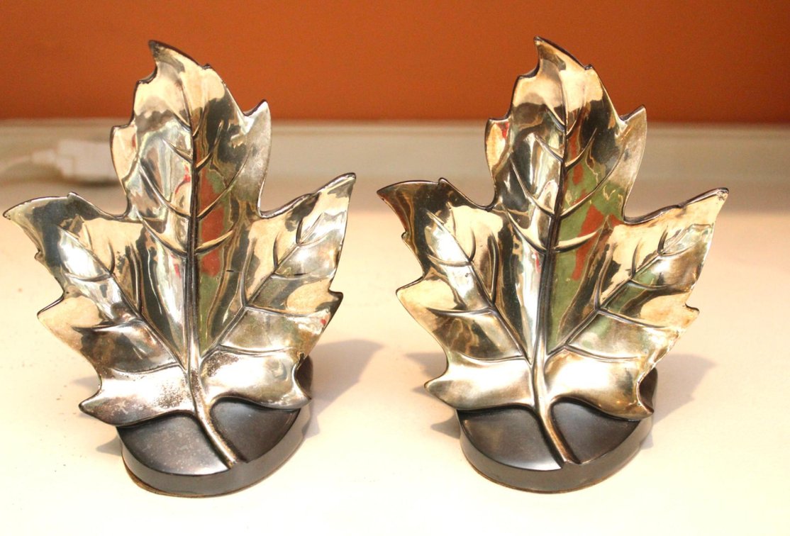 Pair of Silver Leaf Bookends