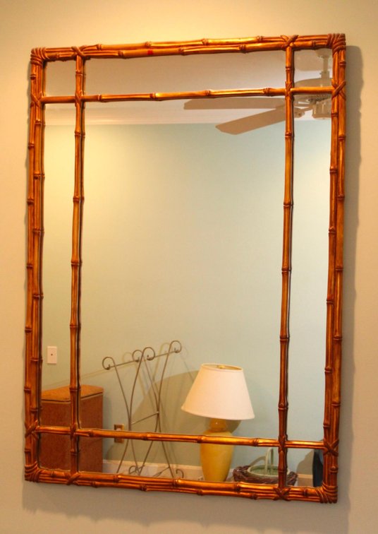 Gold Tone Bamboo Style Mirror