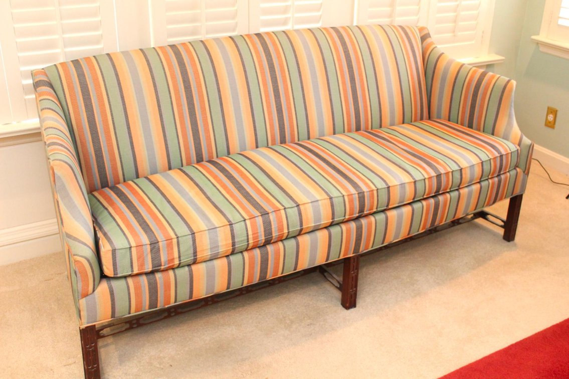 Chippendale Style Colorful Striped Couch
