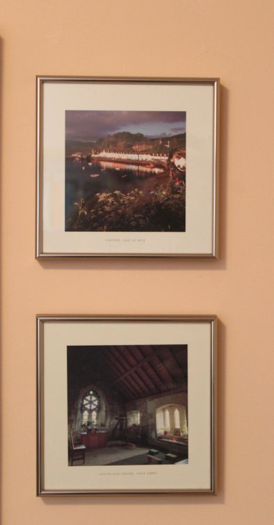 Two Framed Prints "Portree, Isle of Skye" and "South Isle Chapel, Iona Abbey"