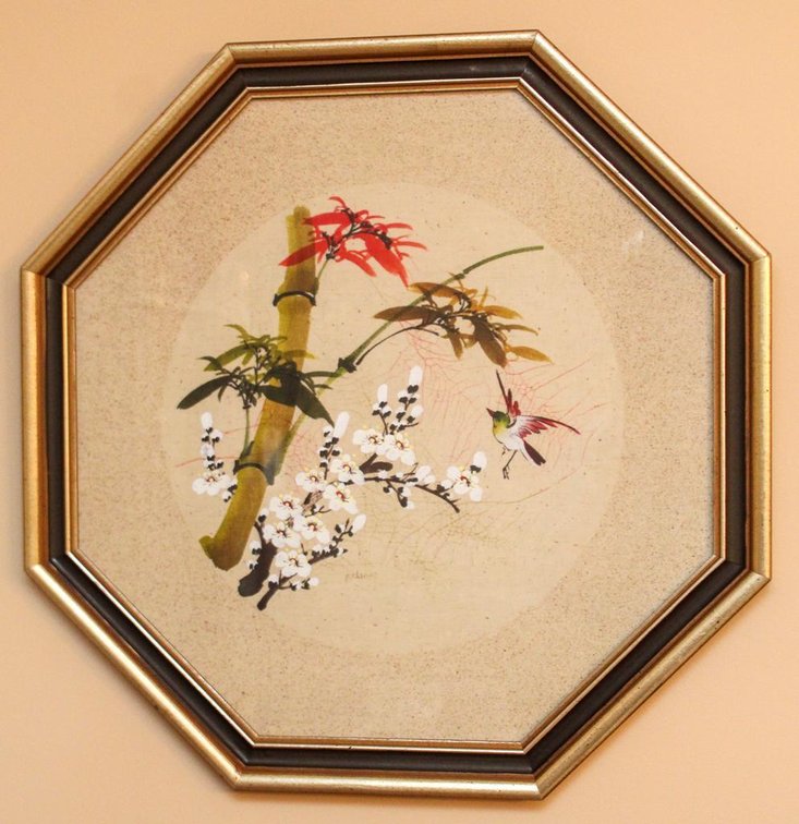 Framed Batik Style Hand Painted Fabric