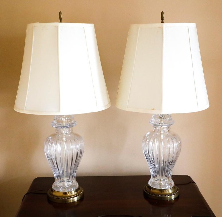 Two Glass Ginger Jar Shape Table Lamps