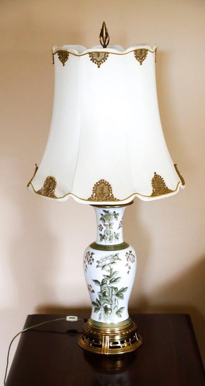 Asian Inspired Table Lamp with Applied Appliques