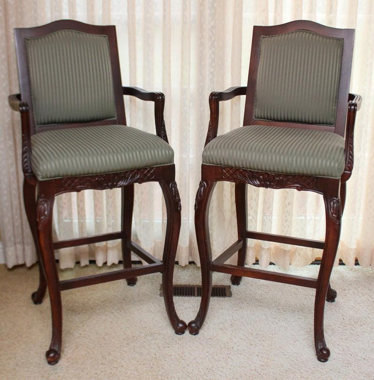 Two Sam Moore Upholstered Bar Stools