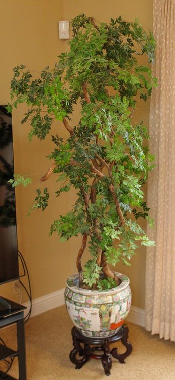 Chinese Planter with Faux Tree