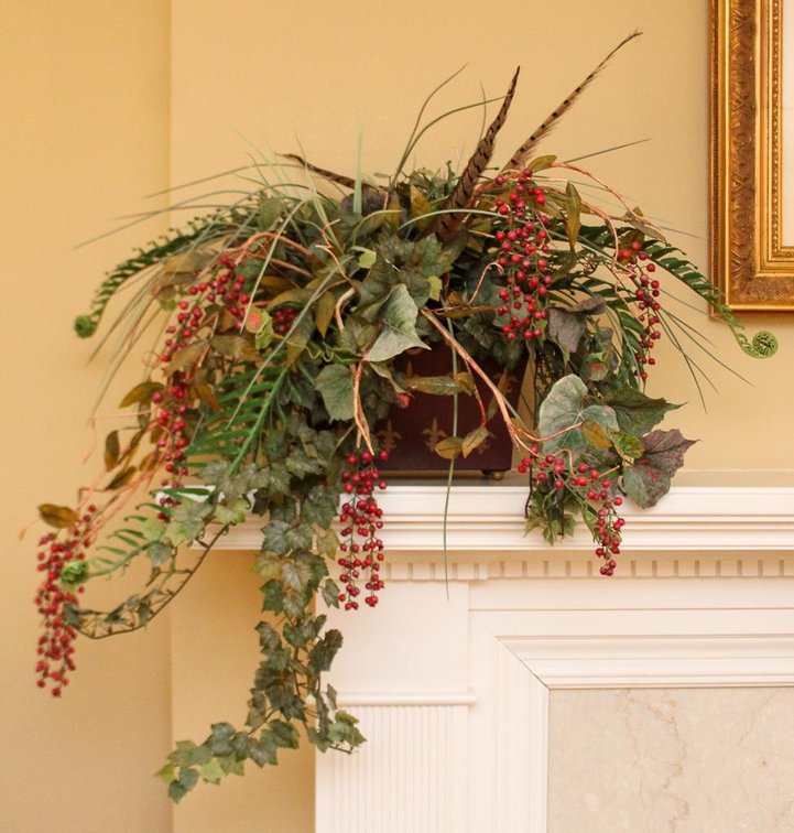 Red and Gold Fleur-de-lis Planter with Arrangement