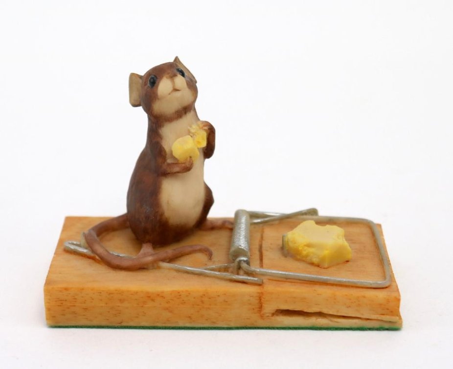 Mouse On Mousetrap Figurine