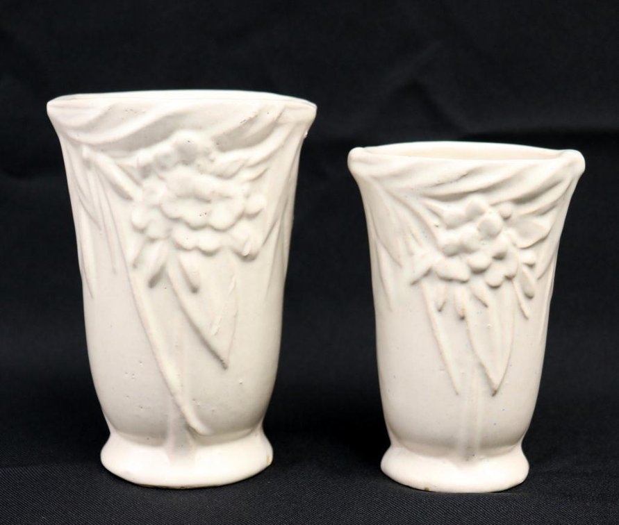 Two McCoy Leaf and Berry Vases