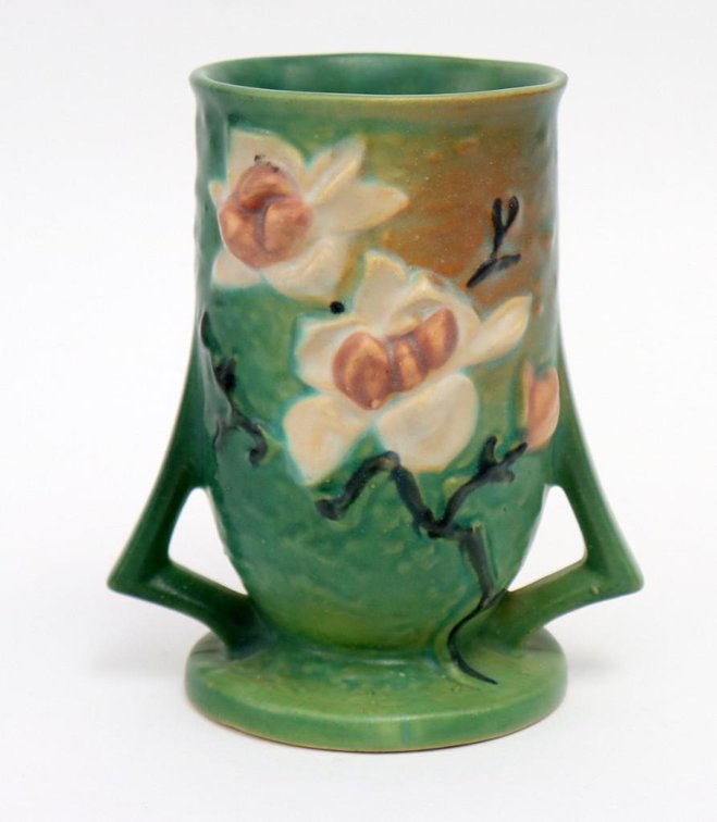 Roseville Green Magnolia Vase