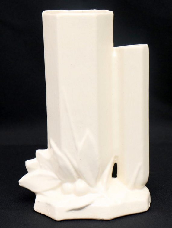 McCoy White Double Bud Vase