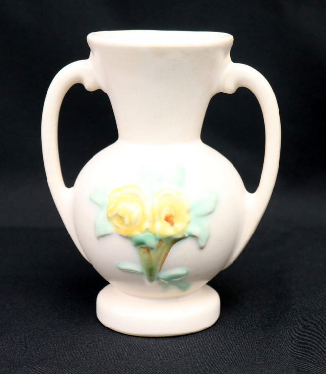 Weller White Double-Handled Vase