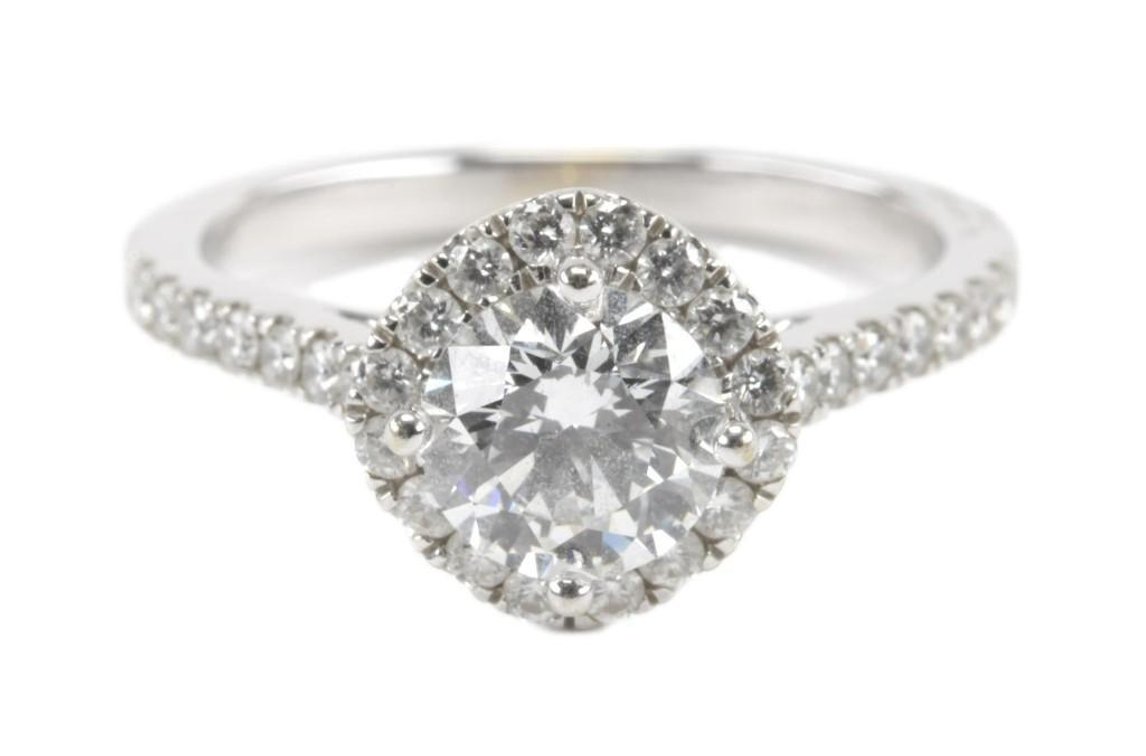 14K White Gold 1.16 CT Lab Grown Diamond Halo Engagement Ring