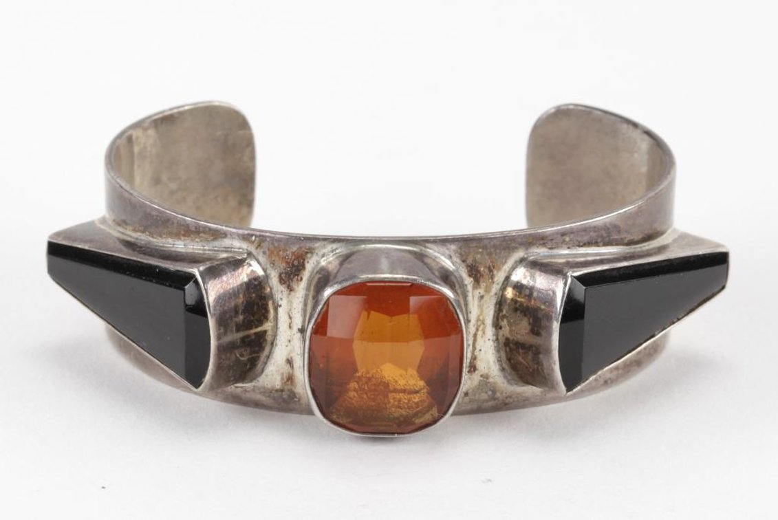Darla Nordstrom Sterling Silver Citrine & Black Onyx Cuff Bracelet