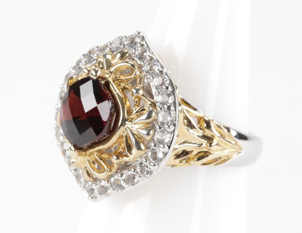 Victoria Wieck Vermeil Sterling Silver Garnet & White Topaz Ring