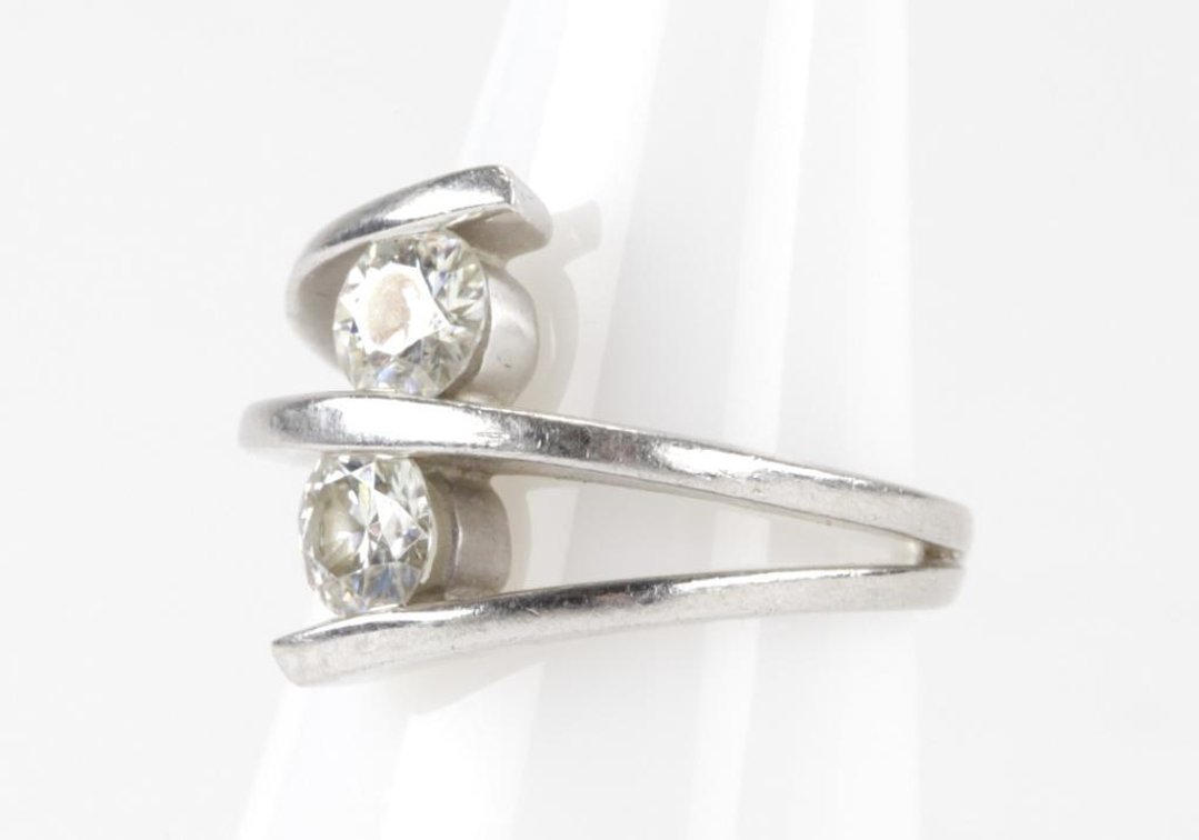 Sterling Silver Moissanite Bypass Ring