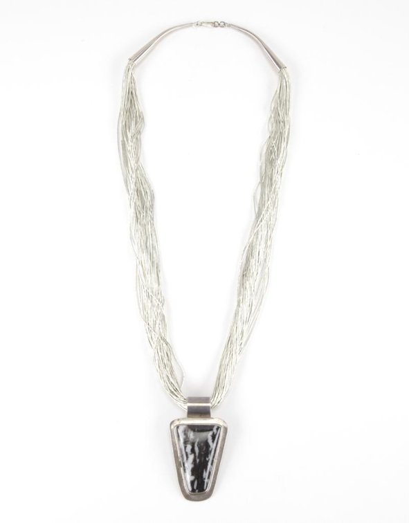 Liquid Sterling Silver Zebra Jasper Stone Necklace