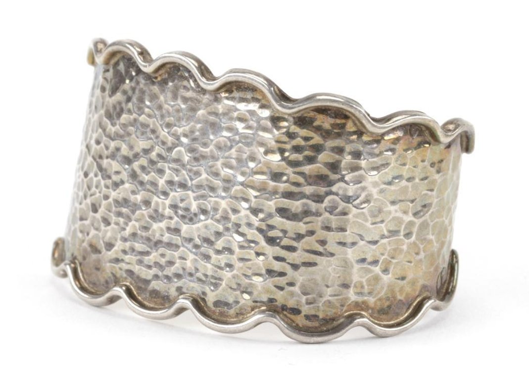JRI Mexican Sterling Silver Hammered Design Cuff Bracelet