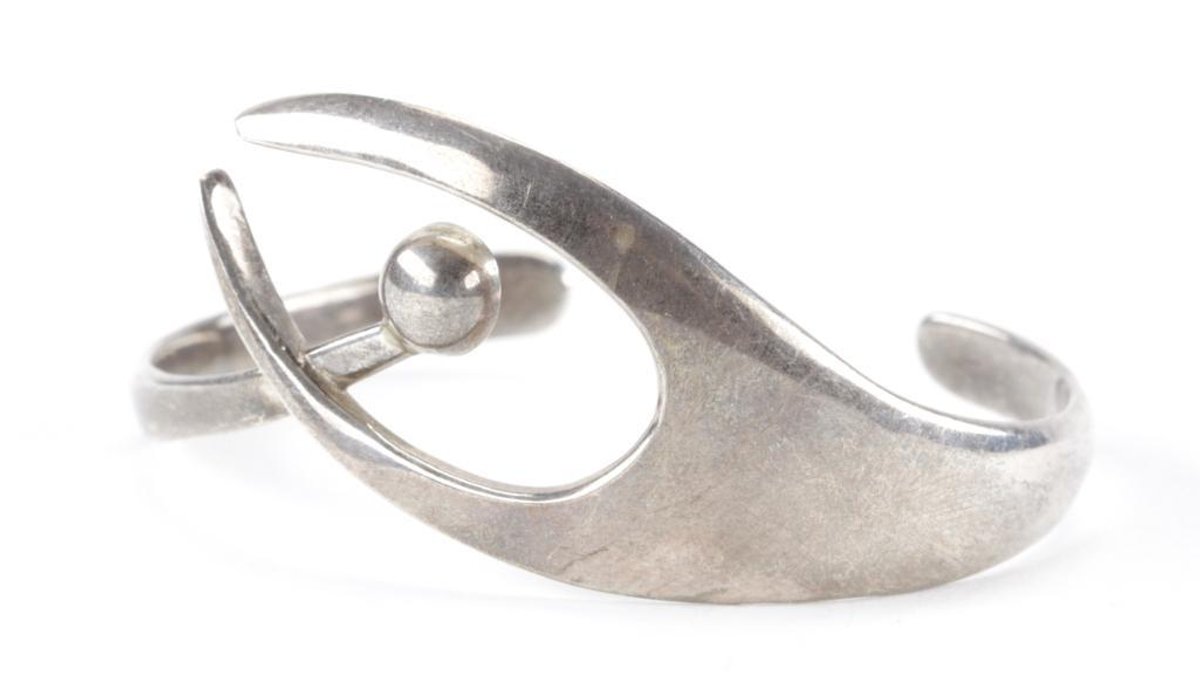 Modernist Mexican Sterling Silver Bypass Cuff Bracelet