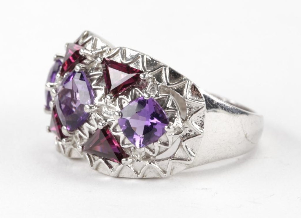 Victoria Wieck Sterling Silver Amethyst & Purple Garnet Ring