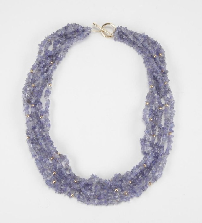 14K Yellow Gold & Amethyst Chip 6-Strand Necklace