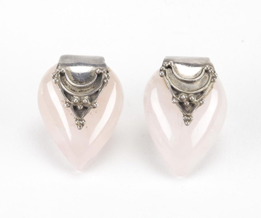 Nepalese Sterling Silver Rose Quartz Earrings