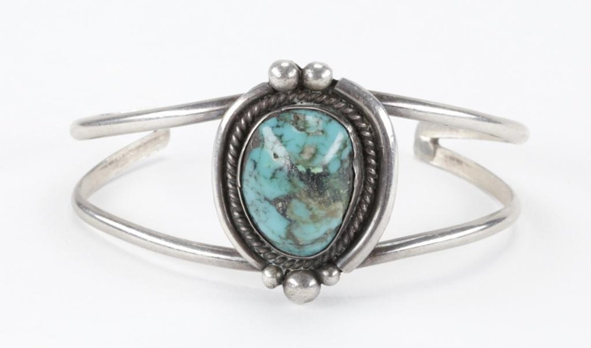 Vintage Old Pawn Sterling Silver Turquoise Cuff Bracelet