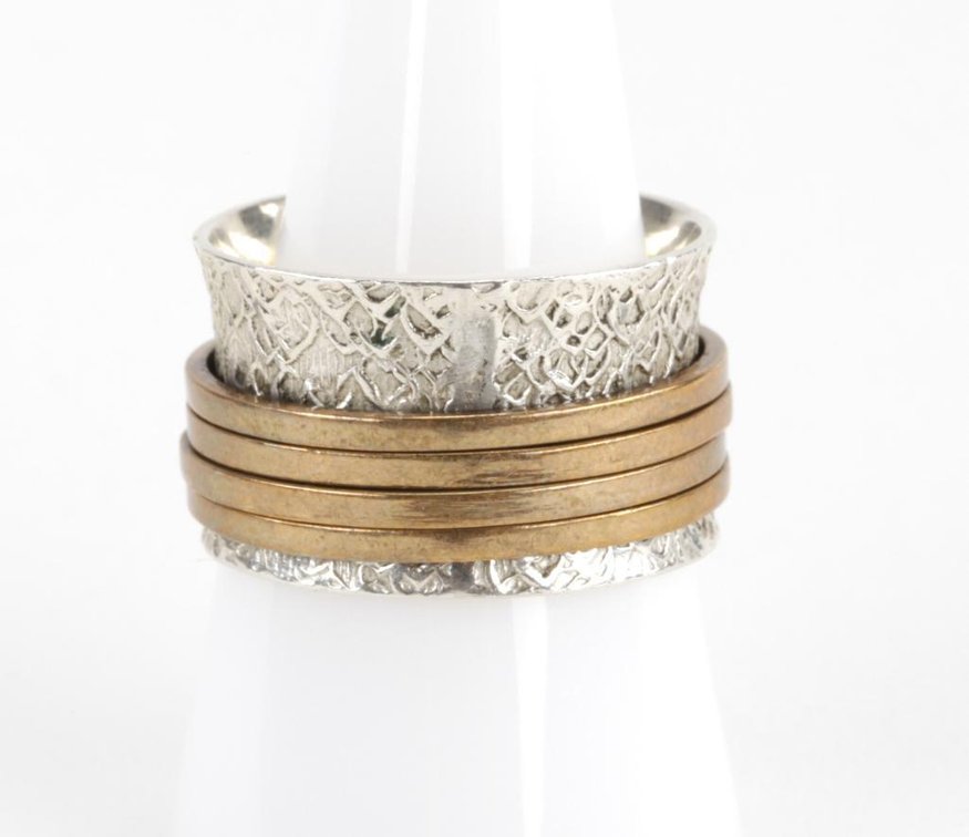 Modern Style Sterling Silver Spinner Ring