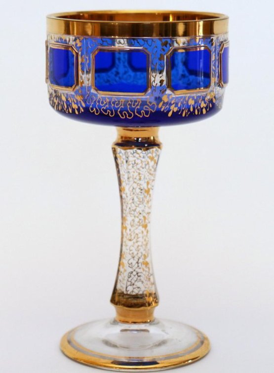 Moser Bohemian Style Cobalt Blue Wine Glass