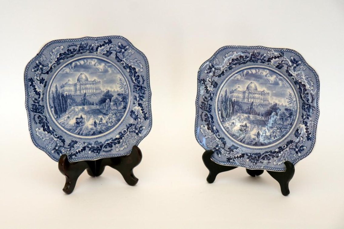 Two Blue and White Johnson Brother Plates