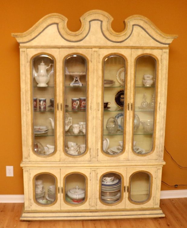 French Provincial Style Lighted China Cabinet