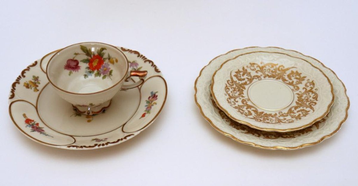 Konigin Luise & Rosenthal German Teacup, Saucer, & Plates