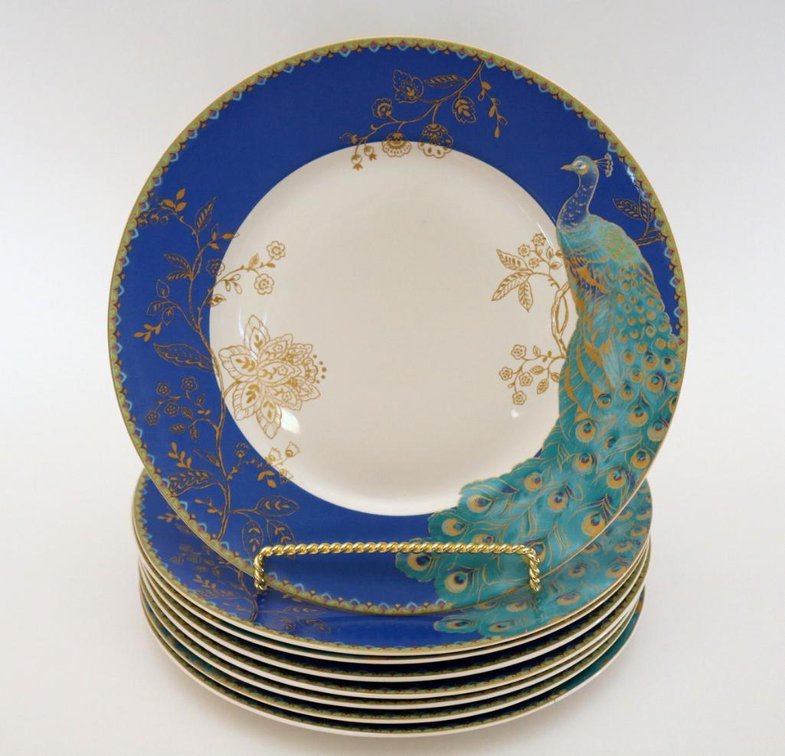 Set of Eight PTS International "Peacock Garden" Plates