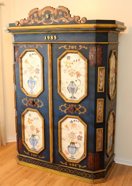 Hand Crafted German Folk Art Armoire