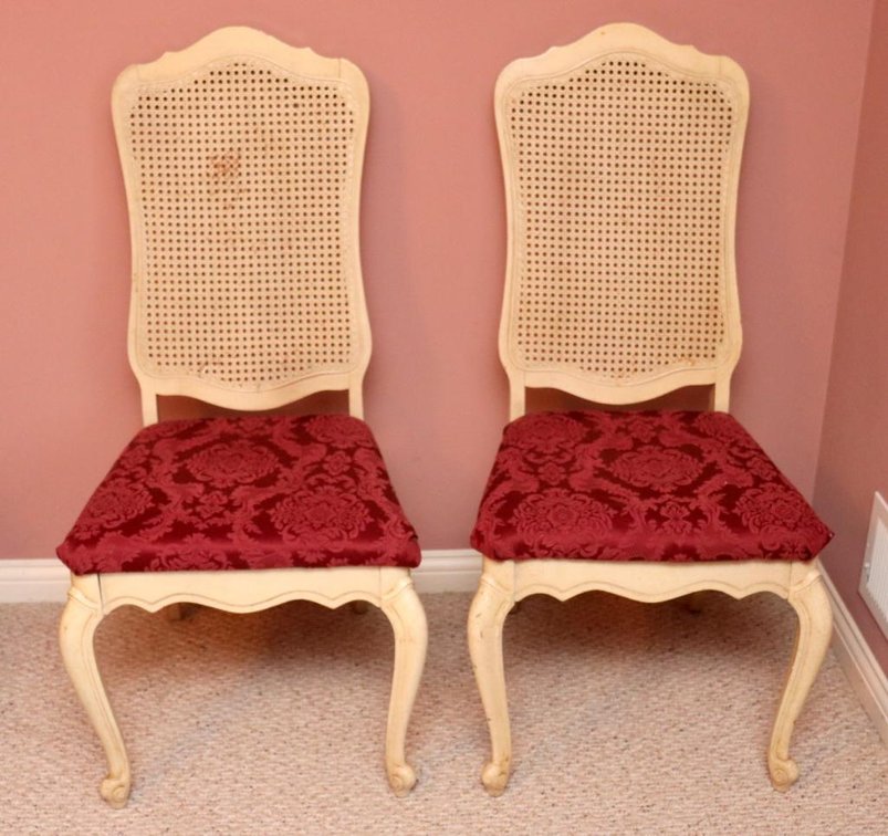 Two French Provincial Style Cane-Back Dining Chairs