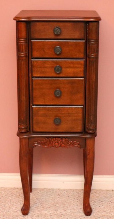 Cherry-Finished Jewelry Armoire