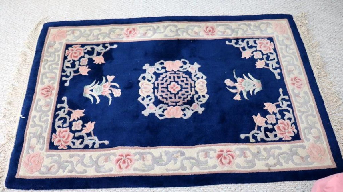 Chinese Carved Wool Accent Rug
