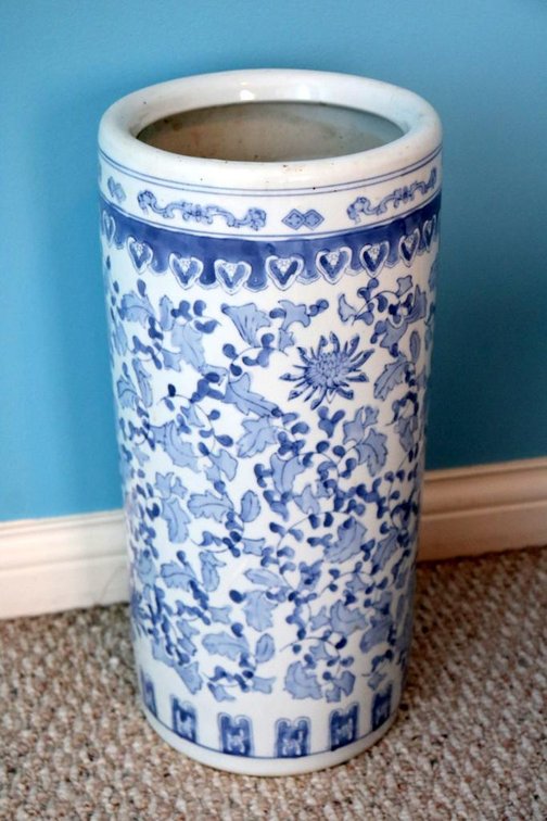 Blue and White Umbrella Stand