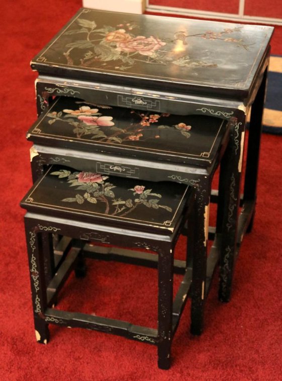 Nesting Tables with Hand Painted Surfaces