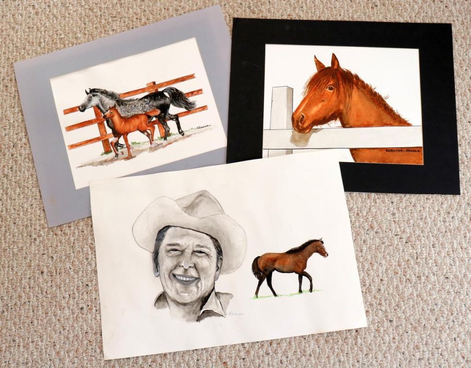 Three Unframed Original Watercolor Paintings