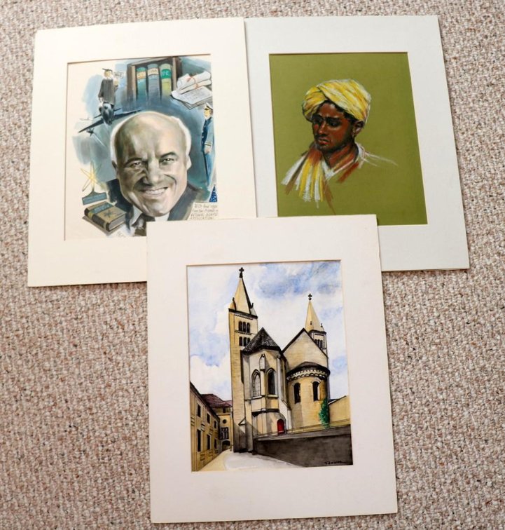 Three Matted Original Paintings