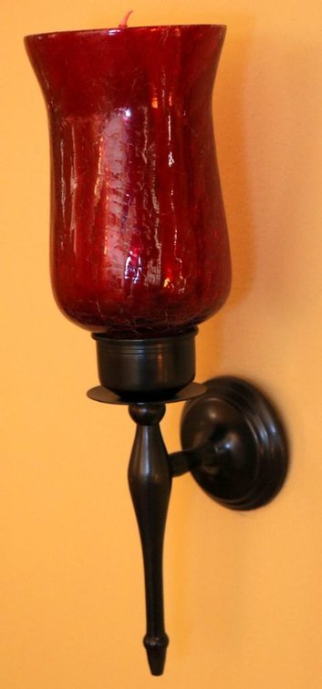 Pair of Red Crackle Glass Wall Sconces