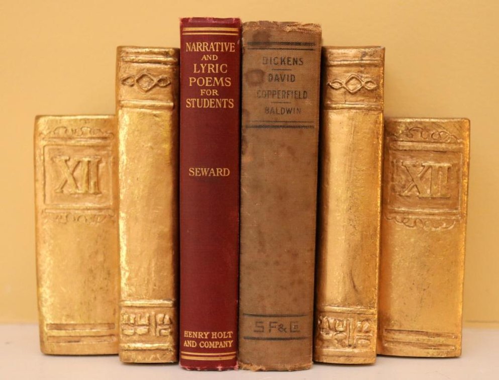 Two Antique Early 1900s Books with Bookends