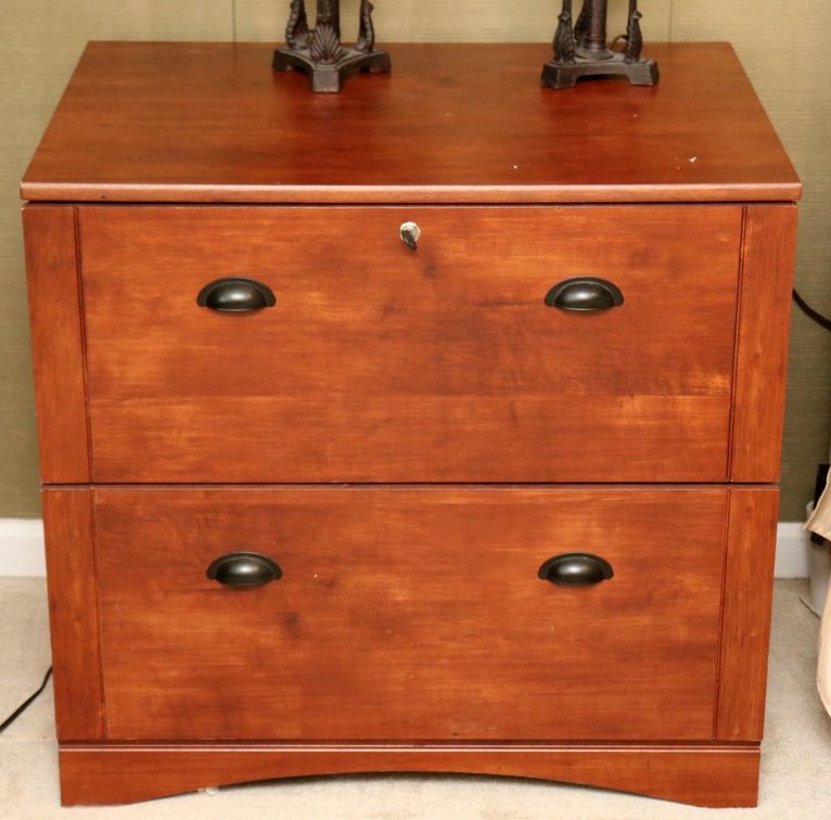 Cherry Finished Lateral Filing Cabinet