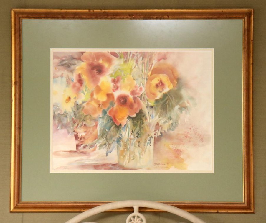 Floral Arrangement Lithograph, Pencil Signed
