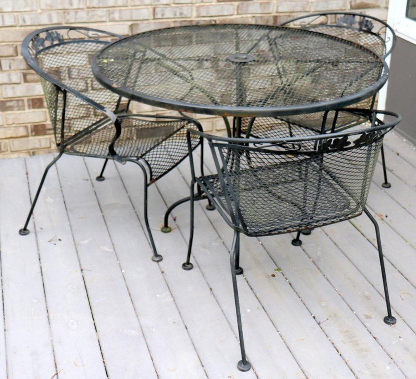 Wrought Iron Patio Table with Three Chairs
