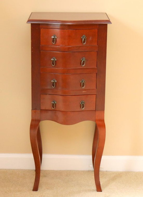 Cherry-Finished Jewelry Chest