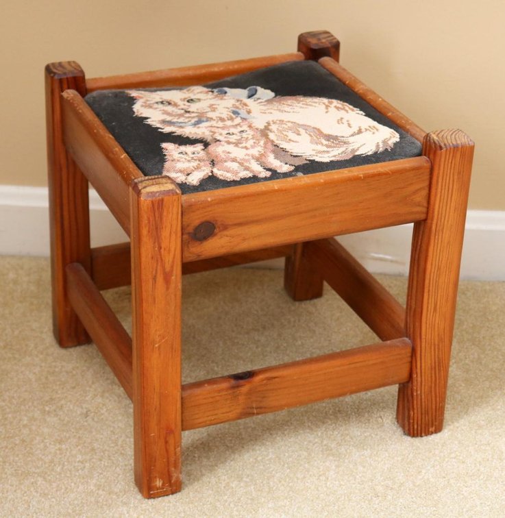 Mission-Style Needlepoint Footstool