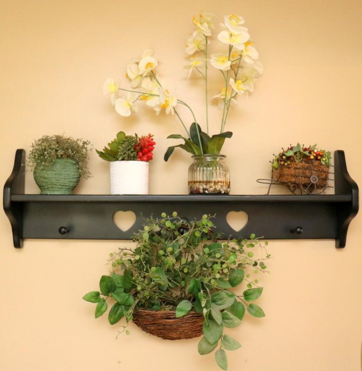 Accent Shelf with Faux Greenery and Arrangements